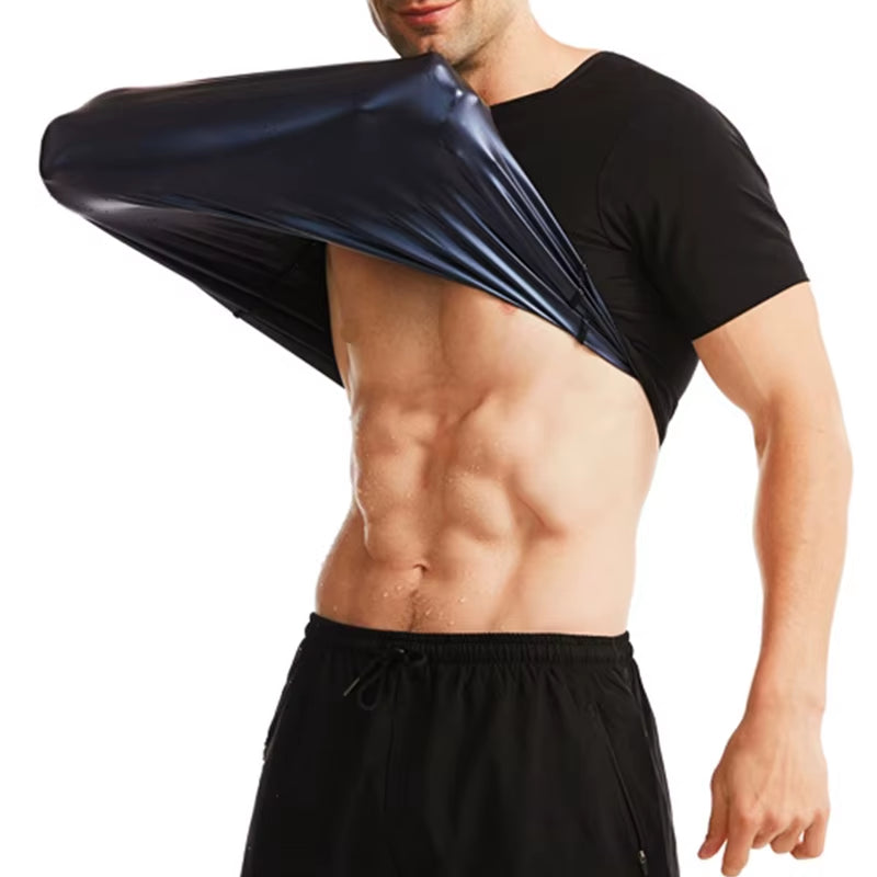 Men Sauna Sweat Shirt Hot Polymer Corset Compression Waist Trainer Shirt Workout Tank Top Weight Loss Body Shaper Slimming Vest